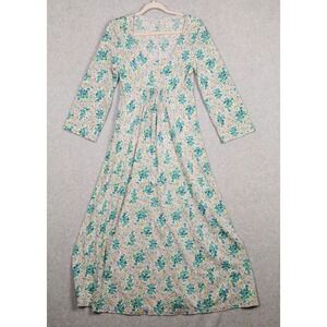Vintage Trillium Nightgown Womens Small Floral Boho Maxi Long Sleeve Pastel